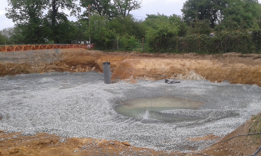 Phase empierrement du bassin aération et clarificateur